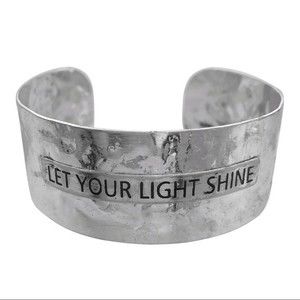 LET YOUR LIGHT SHINE Silver Hammered Cuff Bracelet